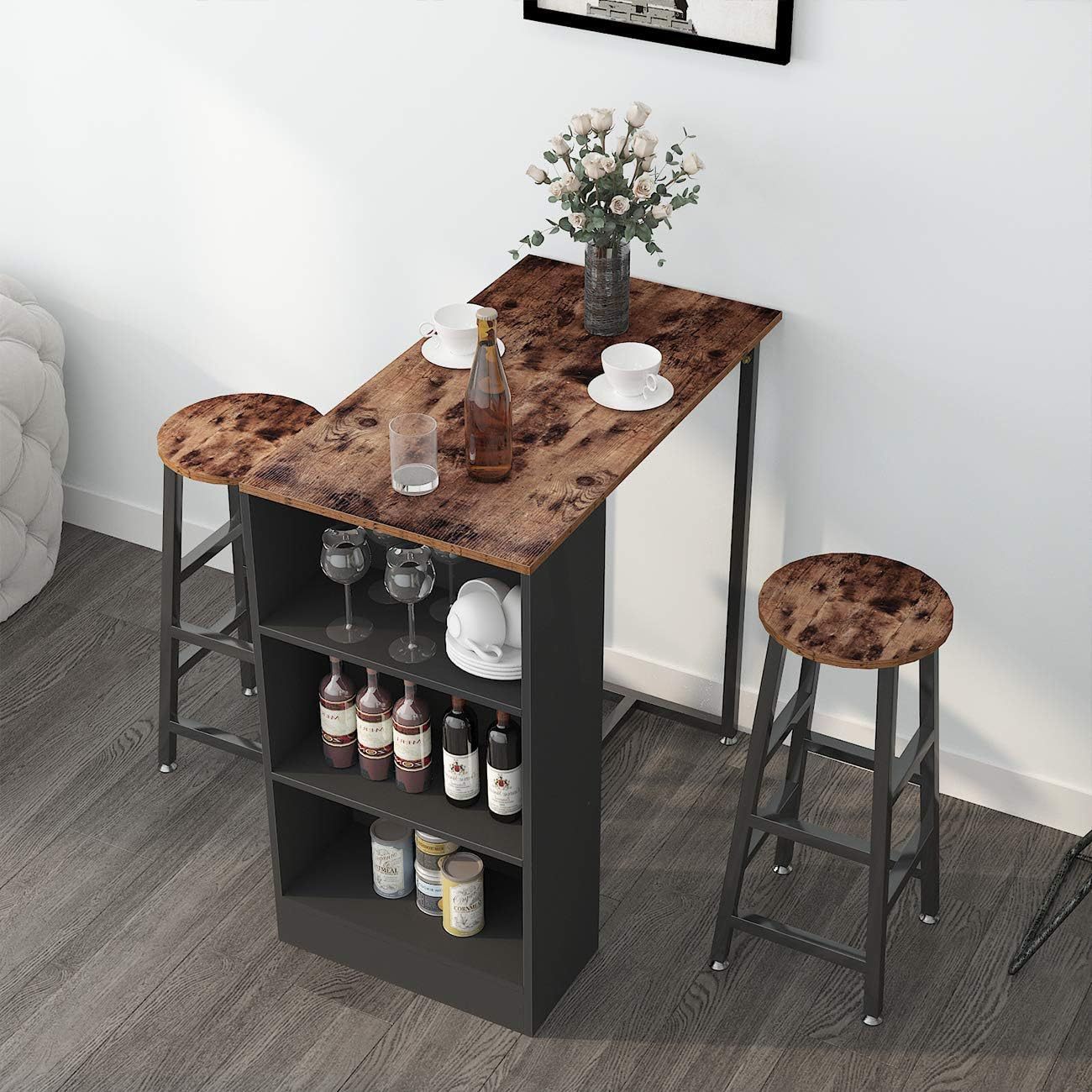 Factory Direct Sales Metal Wall-Mounted High-Leg Bar Table Set Combination Restaurant Kitchen Round Bar Stool Table and Chair Set