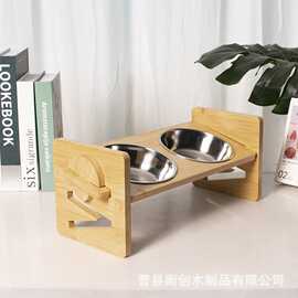猫碗架防打翻幼猫碗可多项调节斜口防滑防打翻猫狗盆斜口保护颈椎