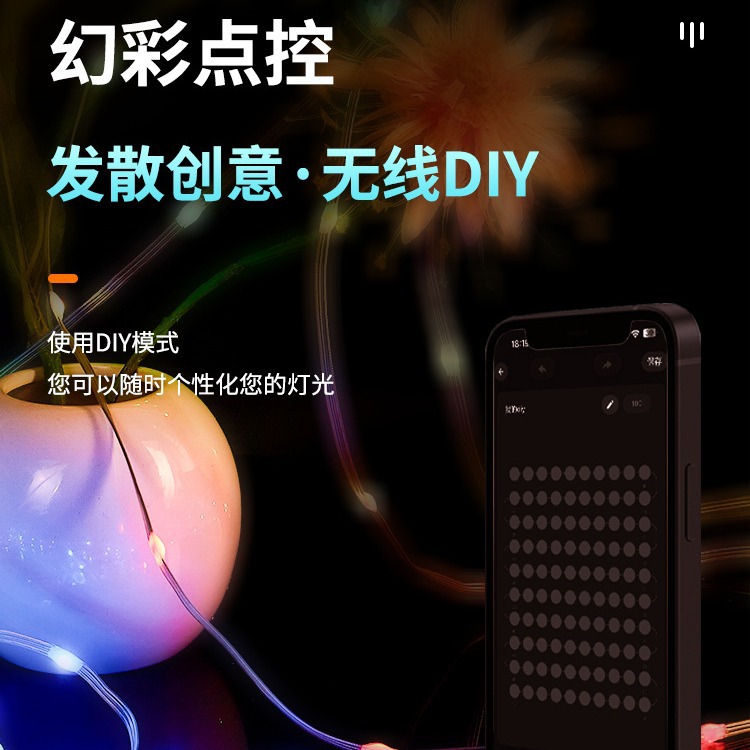 RGB Symphony Leather Line Light Cadena LED Control de puntos inteligente Control de voz Luz de Navidad Control de aplicaciones Bluetooth Marquesina decorativa de bricolaje