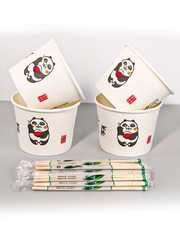Single-use bowl paper bowl commercial bowl chopsticks set home use instant noodle bowl eco-friendly lunch box thick take-out lunch box full box
