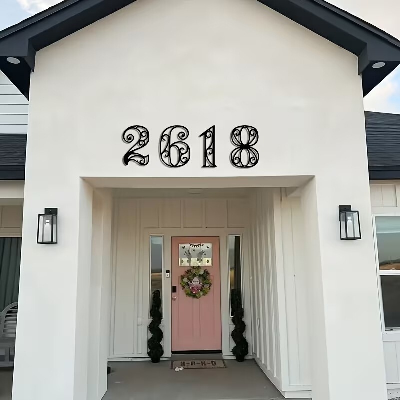 Metal Iron Art Door Number Plaque, Indoor and Outdoor Wall-Mounted Decoration, Courtyard Front Door Number Sign, Vintage Fake Window