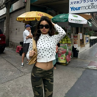 跨境Y2K波点外套性感辣妹时尚立领长袖露脐开衫上衣修身女装货源