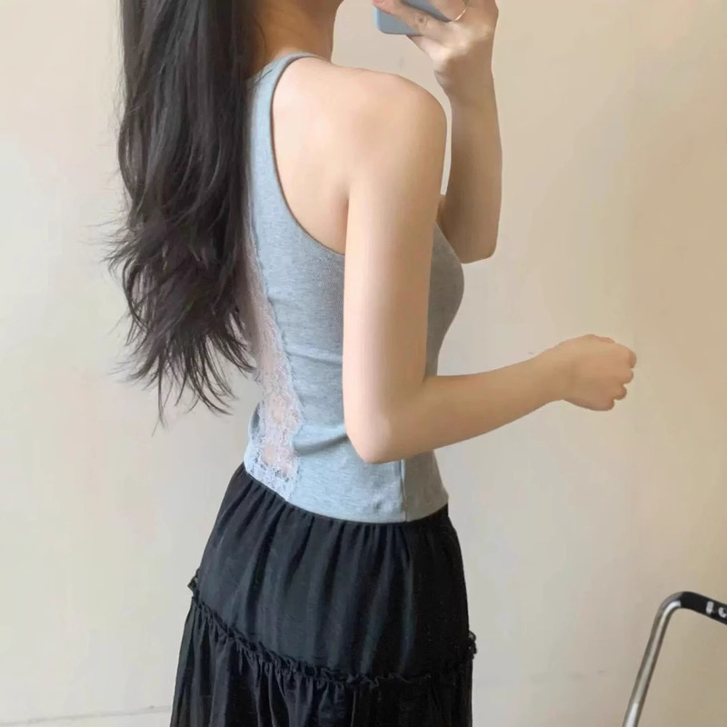870 # Black Camisole with Chest Pads, Lace Hollow-Out Design, Sleeveless Top for Women, Can Be Worn as an Inner or Outer Layer 870 # Black Camisole with Chest Pads, Lace Hollow-Out Design, Sleeveless Top for Women, Can Be Worn as an Inner or Outer Layer