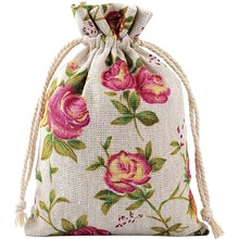 跨境热销玫瑰花棉布袋10x14cm速卖通印花布袋Rose printing bag