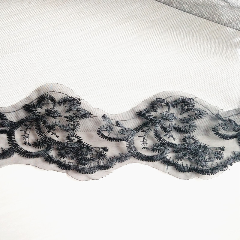 気高い優雅な花嫁の黒い糸ハロウィーンCOS写真の形の黒い刺繍レース1.5 /3メートルの頭|undefined