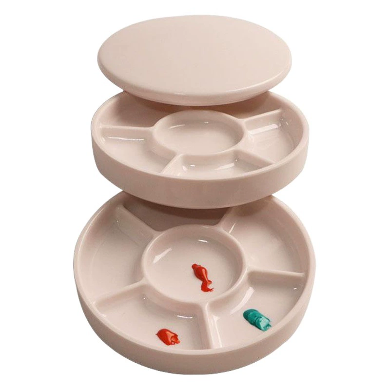 Трансграничная оптовая продажа, круглая пластиковая палитра с крышкой, имитация фарфора, белая акриловая акварельная пигментная живопись, художественная палитра красок