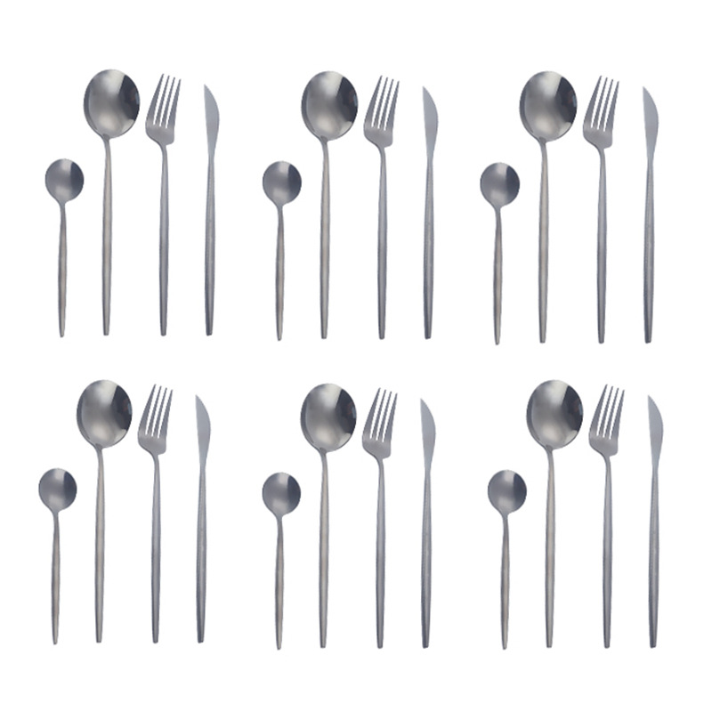 Amazon transfronterizo vajilla de acero inoxidable conjunto de 24 piezas portugués occidental cuchillo de carne, tenedor y cuchara traje de boda conjunto LOGO