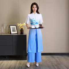 Women's Autumn/Winter New Foot Bath Technician Workwear Set for Beauty Salon, Ear Cleaning Massage & Wellness Spa - Short Sleeve Stylish Pants Suit