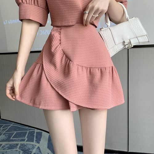 Lady's Summer Light Mature Style Set Dress with High-end Chanel Wind, Fashion Leaf Edge A-line Short Skirt Two-Piece Set, Stylish