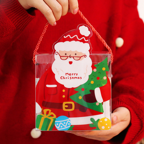 Christmas gift box Christmas Eve candy box transparent portable Christmas cookie small gift gift bag