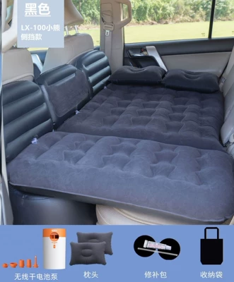 Vehicle-mounted inflatable bed – and Suv Trunk, Travel Bed - white-and-orange-round-dry-battery-pump-lx-100-bear-black-without-head-protection