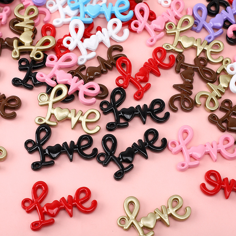 32 * 50mm personalidad acrílica pintura horneada agujero colgante LOVE DIY cuentas manuales cuentas colgantes de llaveras joyas