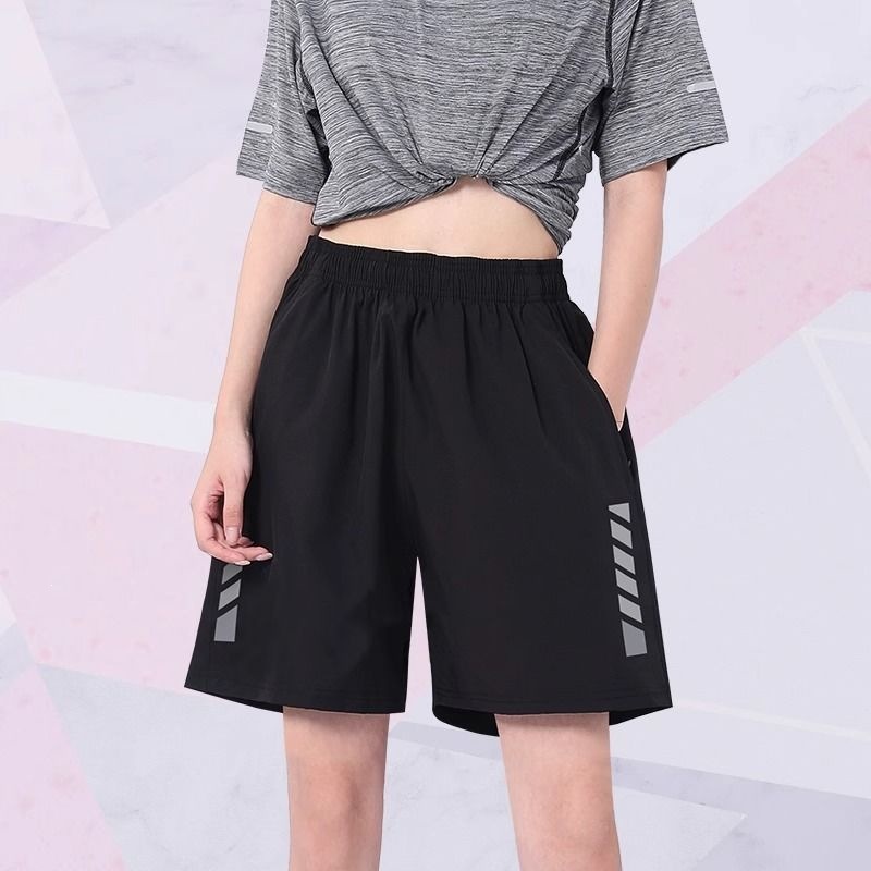 Women's Summer Quick-Dry Loose Casual Running Shorts, Plus Size Thin Black Shorts for Wearing Outerwear