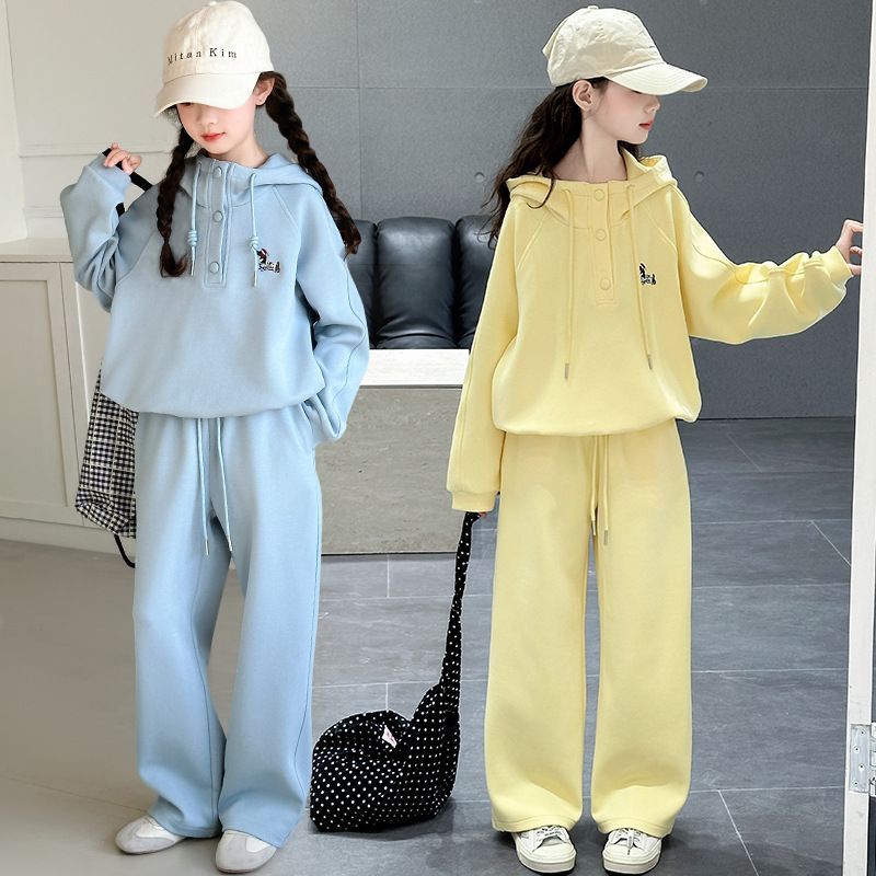 女童连帽卫衣套装2025新款春装女孩子洋气刺绣小狗运动休闲两件套|undefined