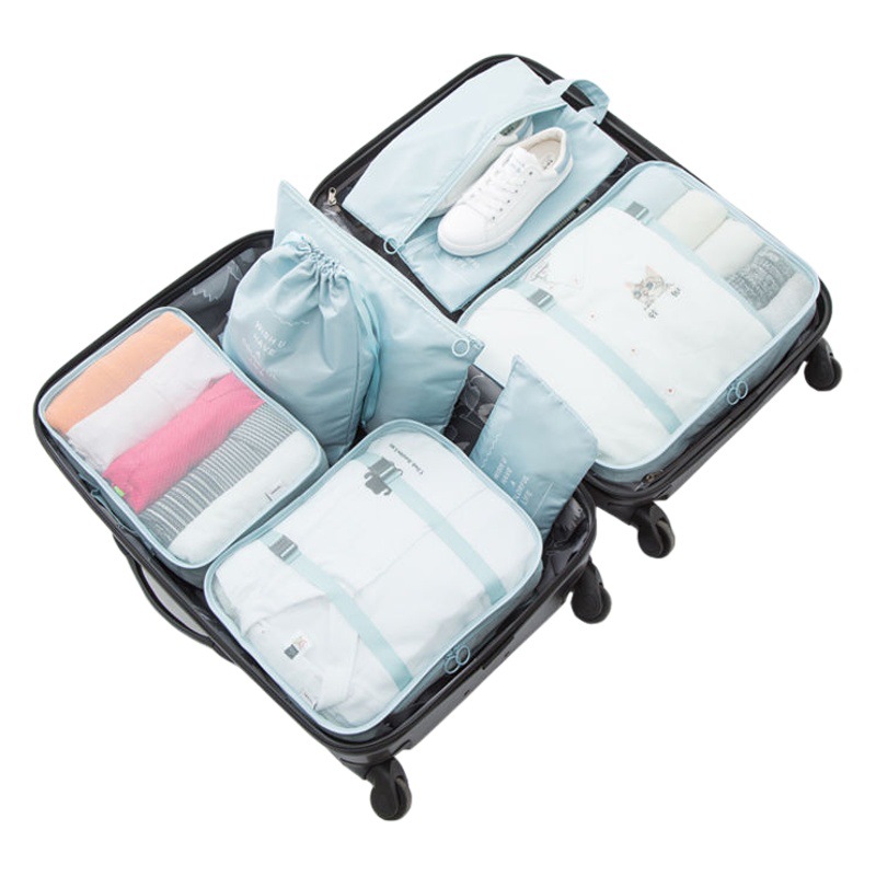 Venta directa de fábrica de bolsas de viaje de siete piezas de equipaje de viaje bolsas de organización de ropa bolsa de distribución de ropa