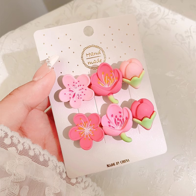 Flores rosadas pinzas de cabello 2025 nueva dulce frente lateral de la mujer frange pinzas de cabello rotas lindas pinzas de boca de pato sin marcas