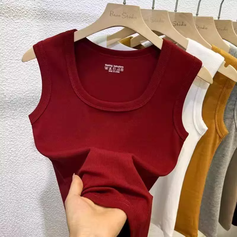 Женский модный красный квадратный топ-жилет весна-лето 2025, новый стиль, с вышивкой, стройнящий силуэт, премиум-качество