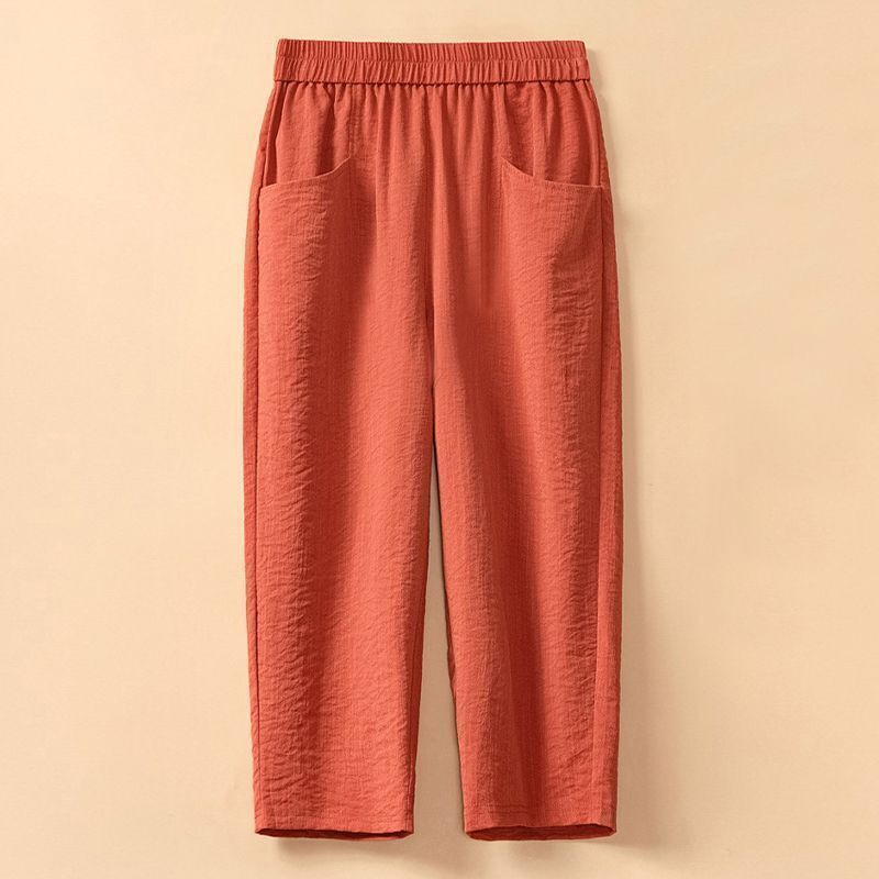 Plus Size 150kg Ice Silk Mom Harem Pants Summer 2025 New High-Waisted Slimming Middle-Aged Casual Cropped Pants