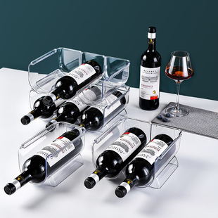 Red Wine Rack Refrigerator Storage Cabinet Plastic Storage Rack Beer Beverage Organizer Display Rack Stackable Storage Rack