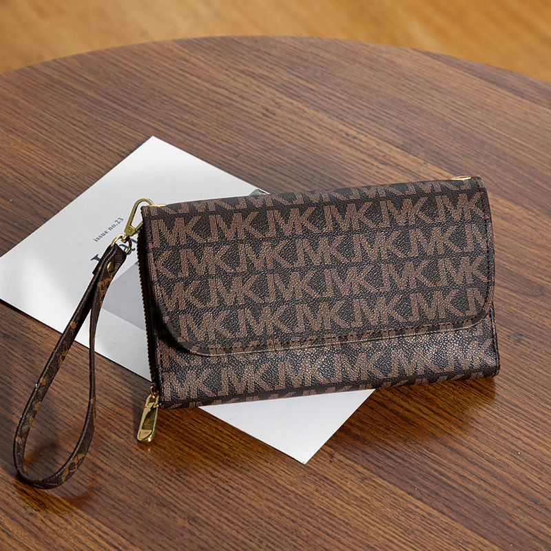 2025 New Women's Korean Fashion Printed Zipper Buckle Large Capacity Clutch Shoulder Mobile Phone Bag Crossbody Bag