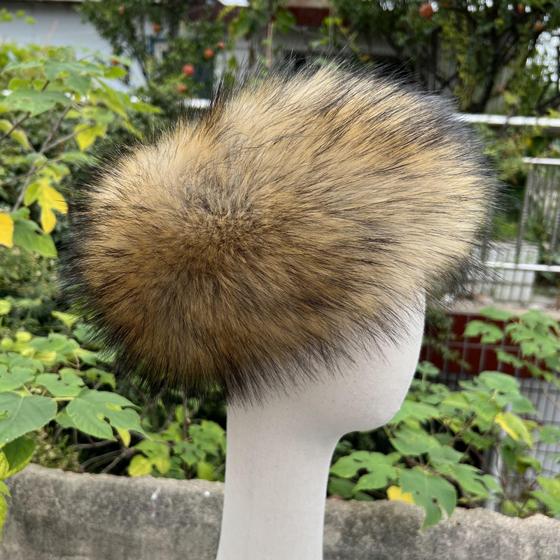 毛皮の空の帽子の毛皮のキツネの毛の帽子の輪のヘアバンドは厚くて暖かい偽の毛のつばのない帽子の子供の冬です。|undefined