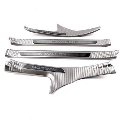 Suitable for 19 Toyota Avalon Stainless Steel Door Sill Strips Modified Welcome Pedal Trunk Rear Guard Tailgate (Dekorativ pedal başlıqları) - special-for-gasoline-4-pieces-of-inner-sill-strips-stainless-steel-silver-titanium-brushed-applicable-to-2019-asia-dragon