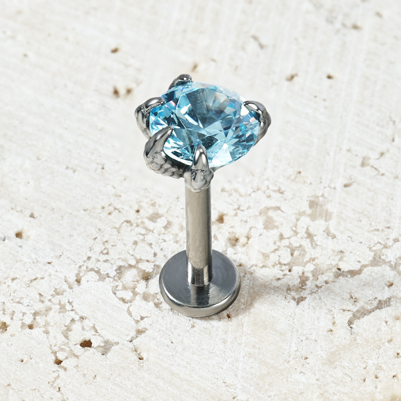 Zesen F136 Titanium Alloy Dragon Claw Dragon Scale Zircon Lip Labret Stud Tongue Nail Ear Bone Piercing Jewelry detail image 11
