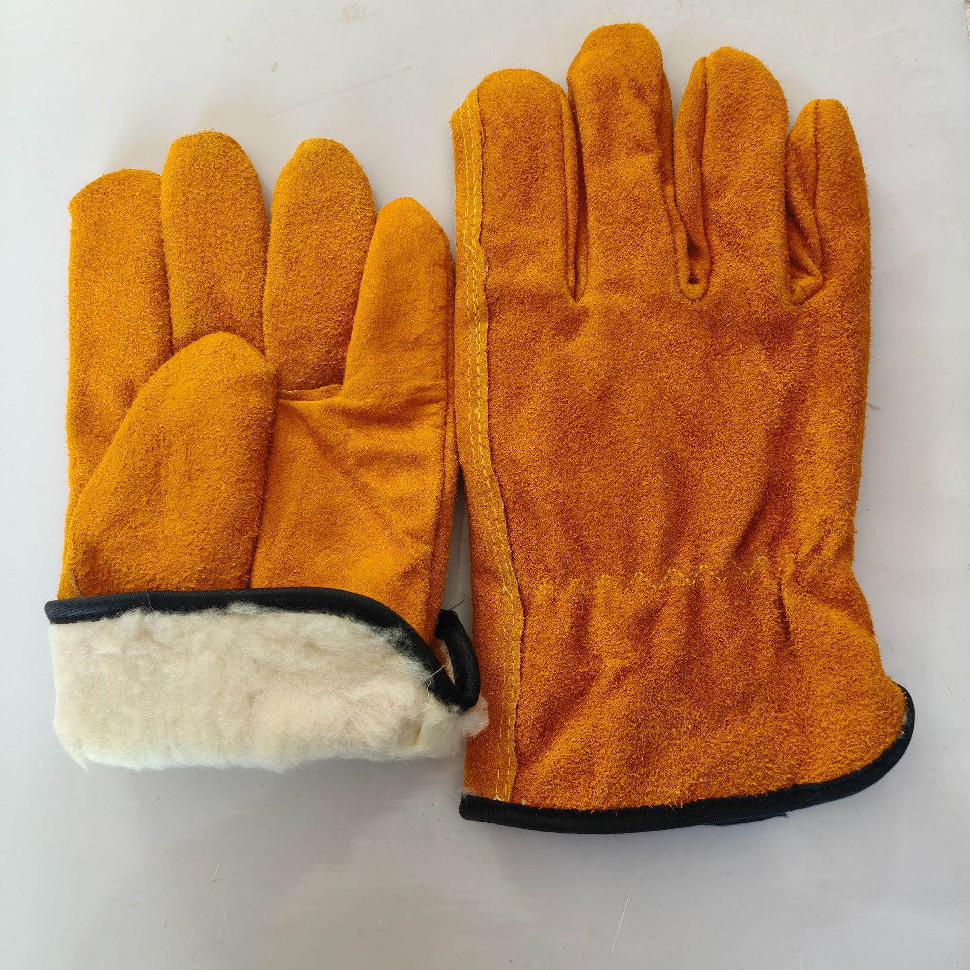 冬季牛皮加棉电焊手套耐高温防烫柔软耐磨劳保电焊工加绒保暖防寒