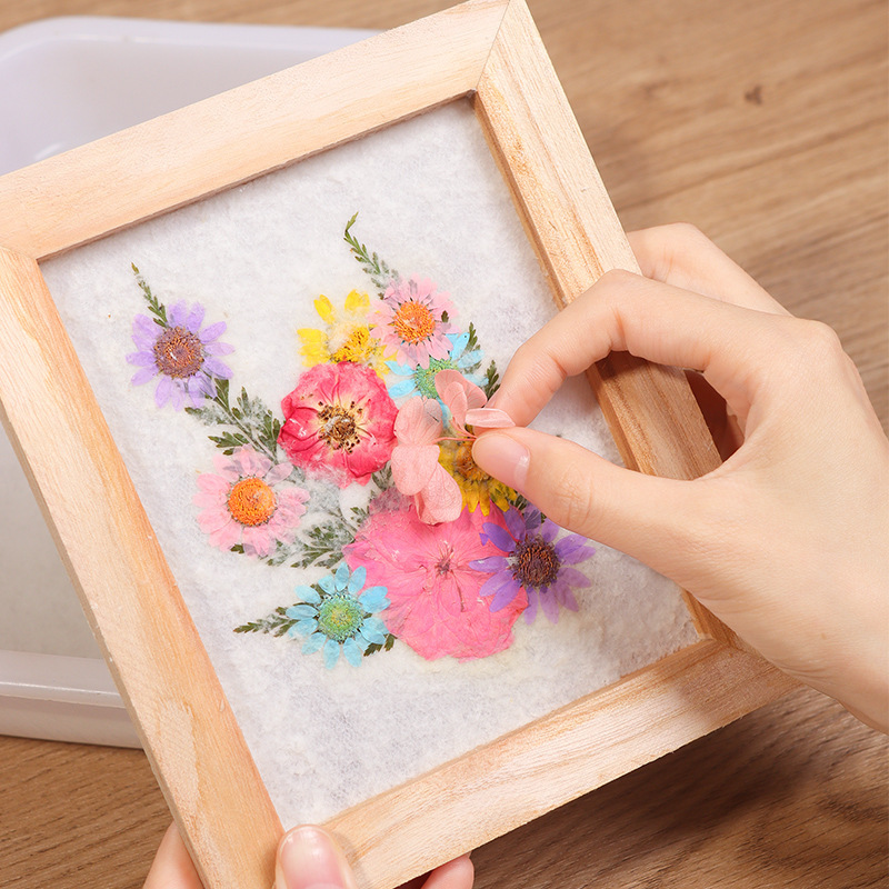 古代製紙セット夏の休暇活動子供の手作り材料パッケージ diy 花と草紙製紙フレーム紙パルプ|undefined