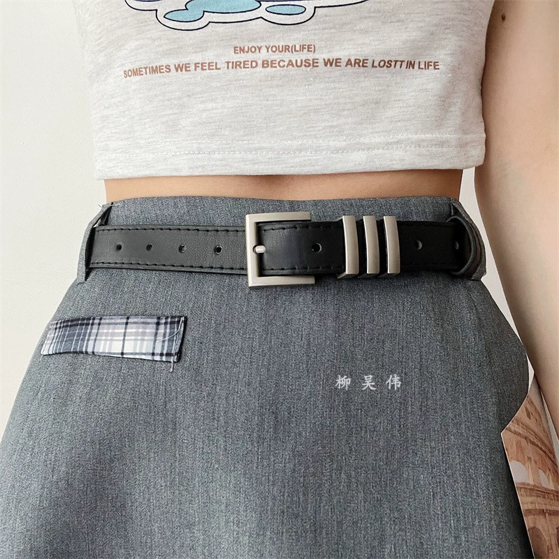 Black belt, fashionable universal jeans, trousers
