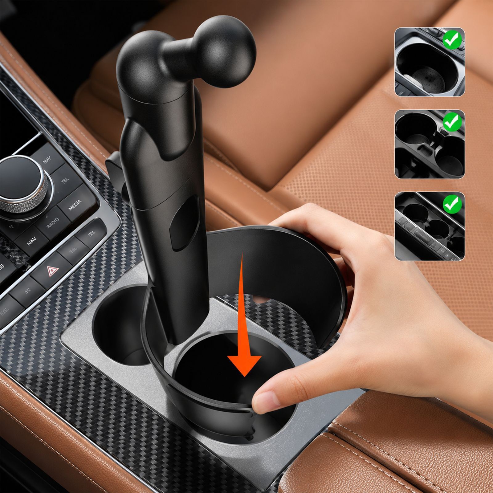 Car cup holder phone mount, magnetic, adjustable, with rotating angle, multifunctional cup holder, car navigation mount