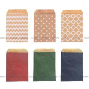 50Pcs 15X10Cm Wave Dot Kraft Paper Candy Biscuit Bags