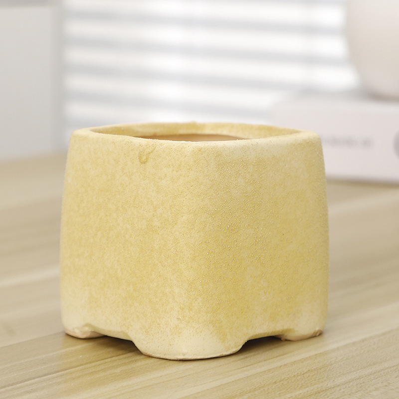 Cerámica de gres suculenta maceta de bambú transpirable simple planta verde planta olla decorativa pequeña maceta creativa al por mayor