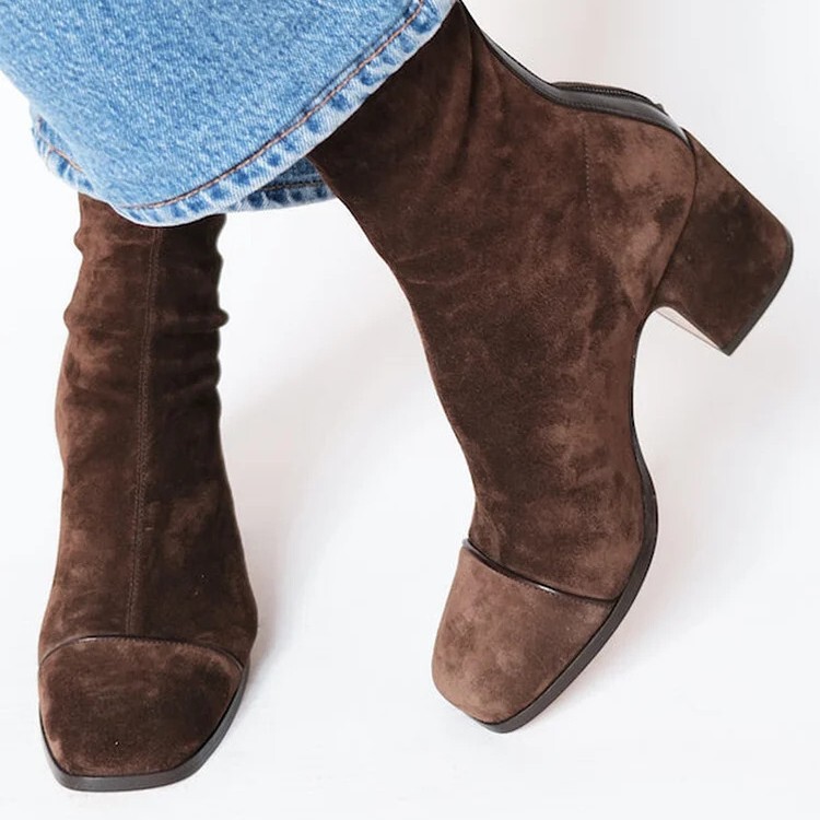 In-Stock Foreign Trade 2024 New Winter Fashion High-Heeled Suede 40-43 Low-Cut British Style Square-Toe Women's Boots In-Stock Foreign Trade 2024 New Winter Fashion High-Heeled Suede 40-43 Low-Cut British Style Square-Toe Women's Boots