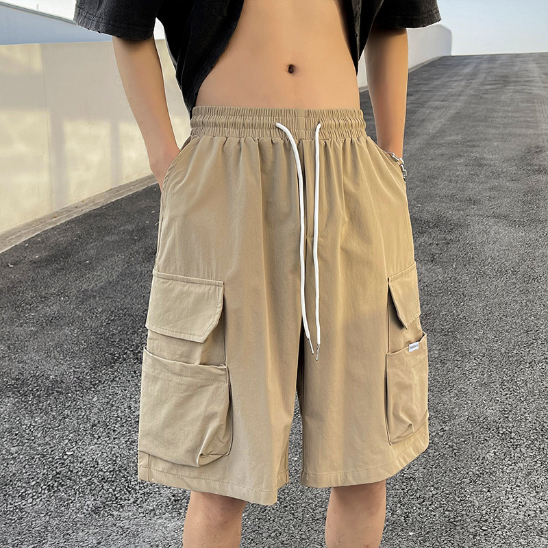 Cross-Border Work Shorts Men's Summer Trendy Brand Ins Handsome Multi-Pocket Casual Pants Hong Kong Style Sports Wide-Leg Men's Pants