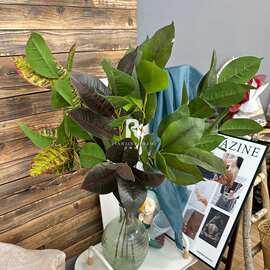 跨境高品质仿真花绿植玉兰叶假花户外园林造景树婚礼家居装饰插花