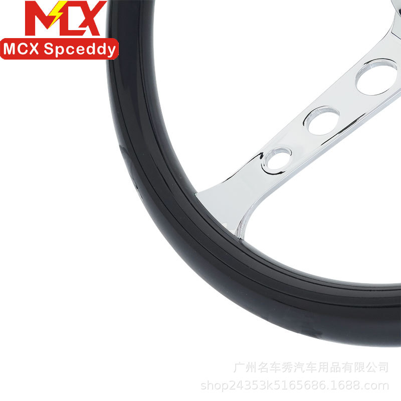 Cross-border bestseller car modification glossy black round-hole steering wheel SPCEDDY 15inch electroplated universal steering wheel