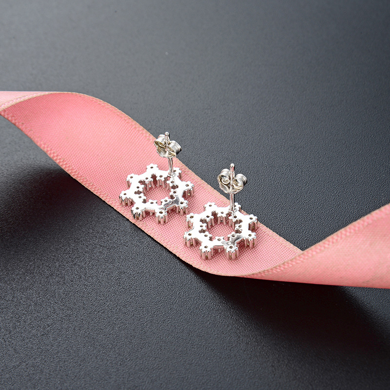 Octagonal mangstar accesorios elegantes estilo japonés y coreano s925 pendientes de circón de plata niñas populares joyas pendientes de diamantes