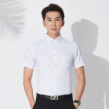 超大码棉质男士短袖衬衫白色商务正装职业工装黑色打底衫上衣衬衣
