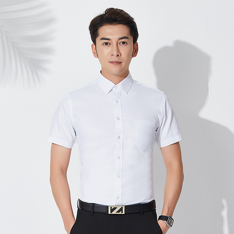Super plus size Cotton Men's Short Sleeve Shirt White Business Dress Professional Tooling Black Base Shirt Top Shirt