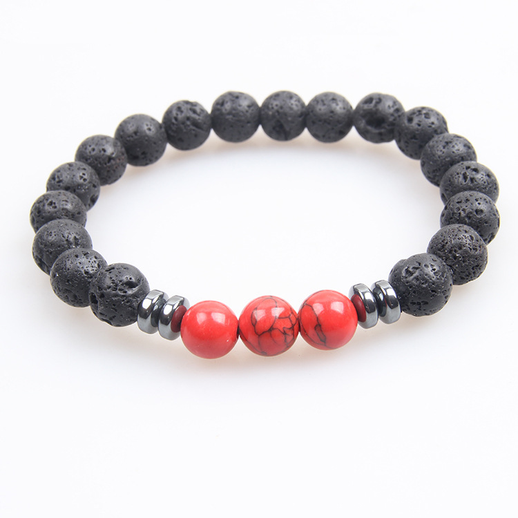 붉은 청록색 팔찌가 달린 화산석 8mm