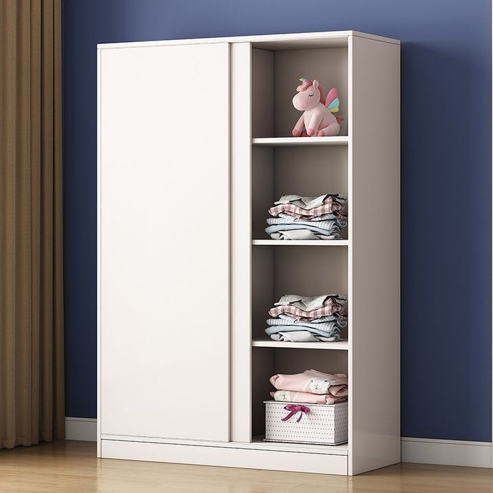 Solid Wood Children's Wardrobe Home Bedroom Sliding Door Simple Modern Small Apartment Sliding Door Wardrobe Storage Cabinet Simple