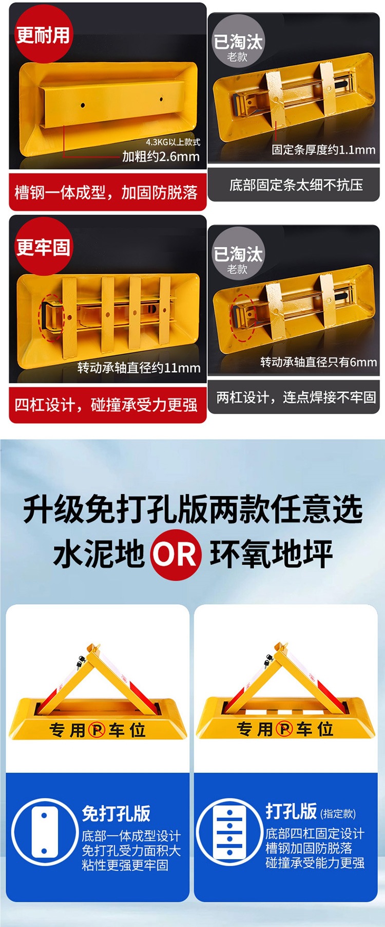 Thickened Triangular Parking Space Barrier, No-Drill Anti-Occupation Device for Car Parking