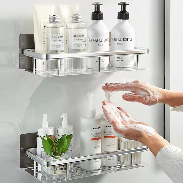 Baño Cocina rack de almacenamiento sin punzonado ventosa rack de almacenamiento rectangular sin costura