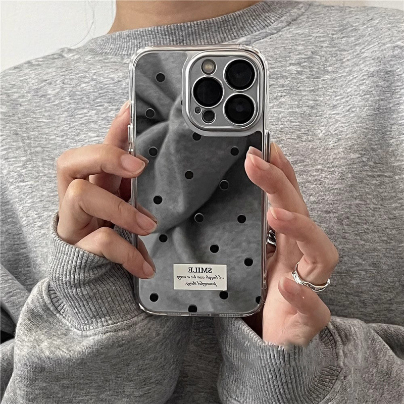 Ins Mirror Black Wave Dot for iPhone14promax Apple 15 Mobile Phone Case 13 Niche 12 Female 11 Soft X Ins Mirror Black Wave Dot for iPhone14promax Apple 15 Mobile Phone Case 13 Niche 12 Female 11 Soft X