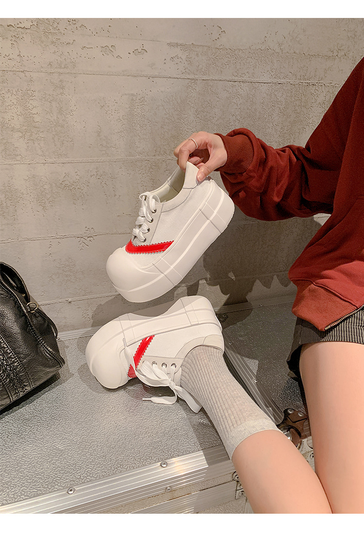 Giày sneaker nữ chunky đế dày tăng chiều cao, phối màu cổ điển — màu đen, màu trắng chi tiết 21