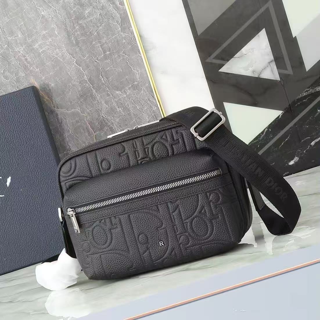 Black leather embossed