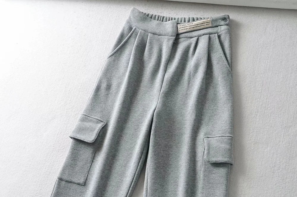 fall/winter elastic high waist fleece sports pants NSHS25209