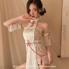 蝶妙思丝性感镂空旗袍立领抽绳包臀纯欲古风汉服制服代发批发A426