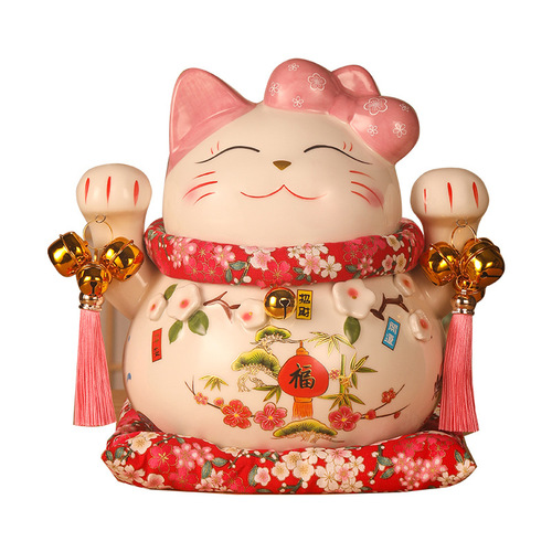 Lucky Cat Large Ornament Piggy Bank Store Opening Ornaments Creative Gifts Home Accessories Ceramic Craft Gifts